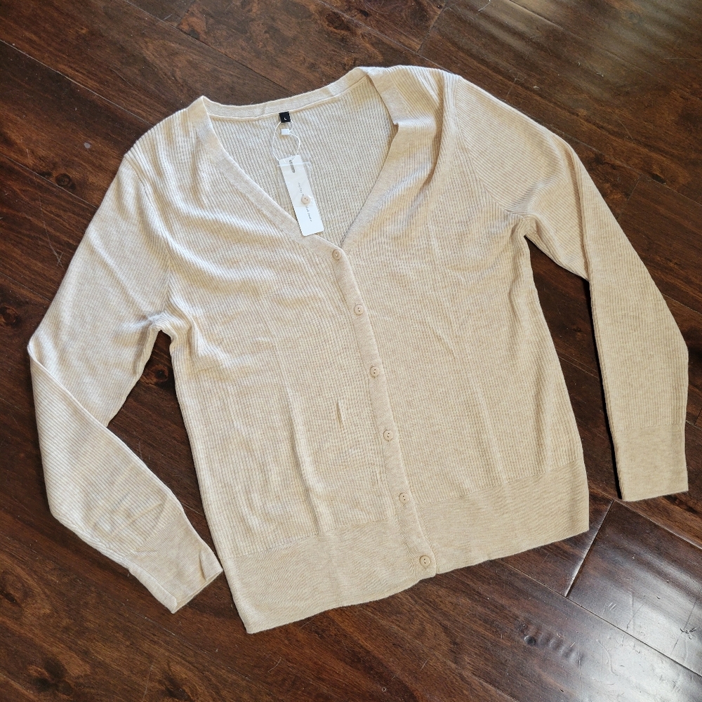 Arach&Cloz Wool Blended Ribbed Cardigan NWT